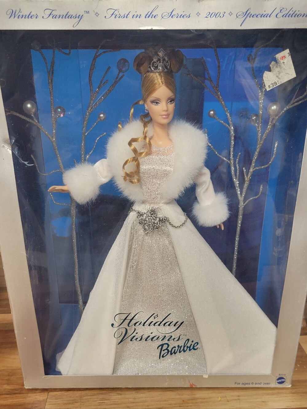 2003 Barbie White Sparkle Holiday Gown with Fur-Trim Coat
